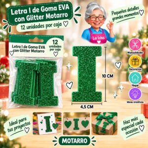 Letra I de Goma EVA con Glitter Motarro