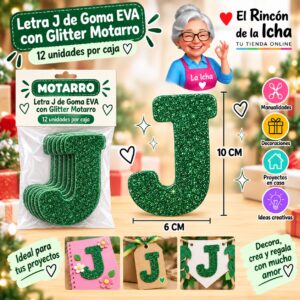 Letra J de Goma EVA con Glitter Motarro