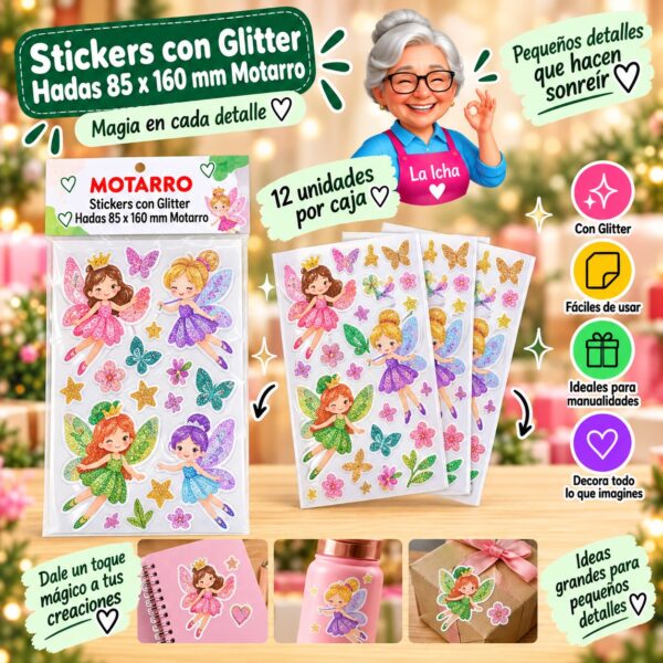 RI-0008457 Stickers con Glitter Hadas 85 x 160 mm Motarro
