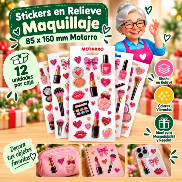 RI-0008458 Stickers en Relieve Maquillaje 85 x 160 mm Motarro