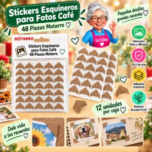 Stickers Esquineros para Fotos Café 48 Piezas Motarro