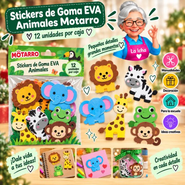 RI-0008469 Stickers de Goma EVA Animales Motarro