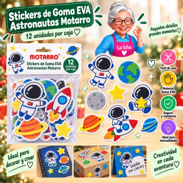 RI-0008471 Stickers de Goma EVA Astronautas Motarro