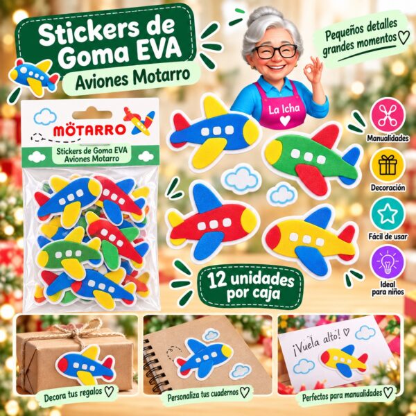 RI-0008473 Stickers de Goma EVA Aviones Motarro