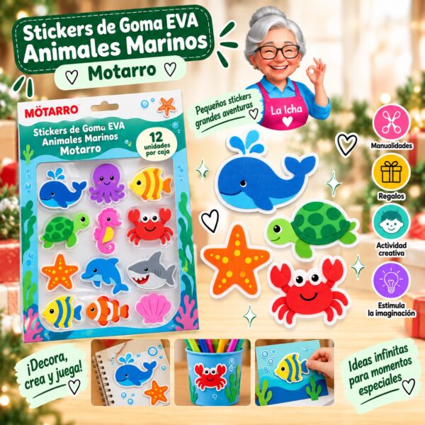 RI-0008474 Stickers de Goma EVA Animales Marinos Motarro
