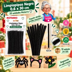 RI-0008477 Limpiapipas Negro 0,6 x 30 cm 20 unidades Motarro