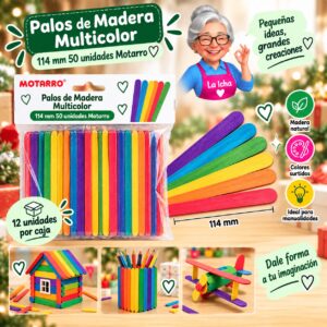 RI-0008485 Palos de Madera Multicolor 114 mm 50 unidades Motarro