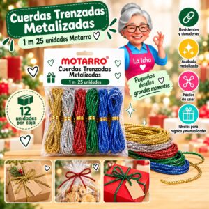 RI-0008487 Cuerdas Trenzadas Metalizadas 1 m 25 unidades Motarro