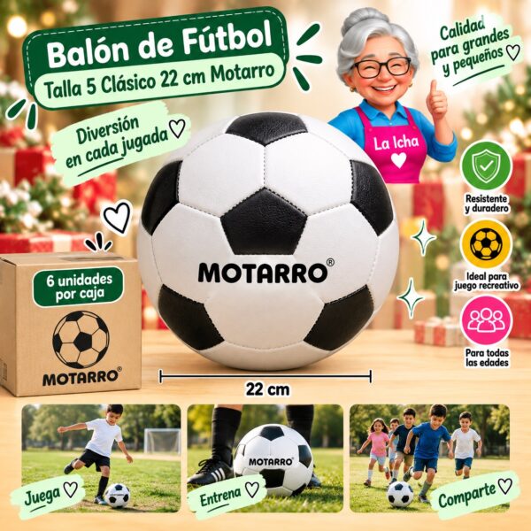 RI-0008492 Balón de Fútbol Talla 5 Clásico 22 cm Motarro