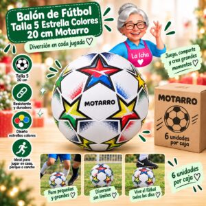 RI-0008493 Balón de Fútbol Talla 5 Estrella Colores 20 cm Motarro