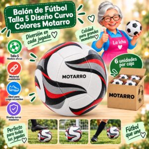 RI-0008495 Balón de Fútbol Talla 5 Diseño Curvo Colores Motarro