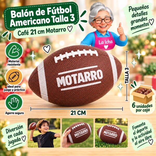 RI-0008500 Balón de Fútbol Americano Talla 3 Café 21 cm Motarro