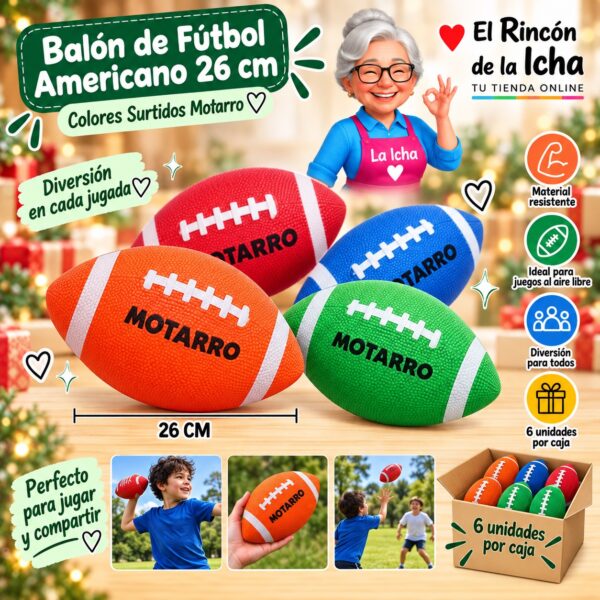 RI-0008506 Balón de Fútbol Americano 26 cm Colores Surtidos Motarro
