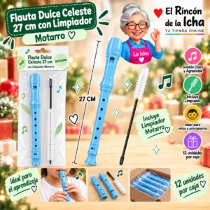 RI-0008509 Flauta Dulce Celeste 27 cm con Limpiador Motarro