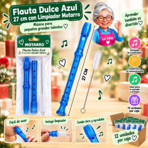 RI-0008510 Flauta Dulce Azul 27 cm con Limpiador Motarro