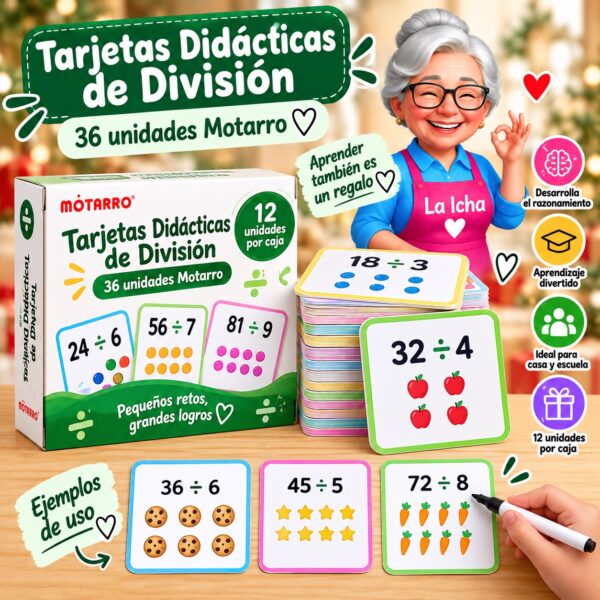 RI-0008519 Tarjetas Didácticas de División 36 unidades Motarro