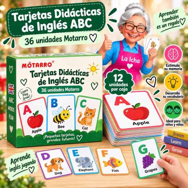 RI-0008520 Tarjetas Didácticas de Inglés ABC 36 unidades Motarro