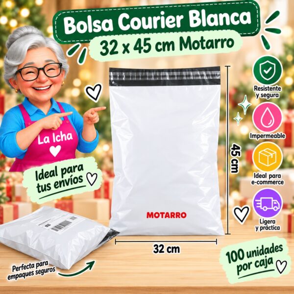 Bolsa Courier Blanca 32 x 45 cm Motarro