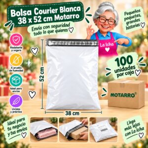 Bolsa Courier Blanca 38 x 52 cm Motarro