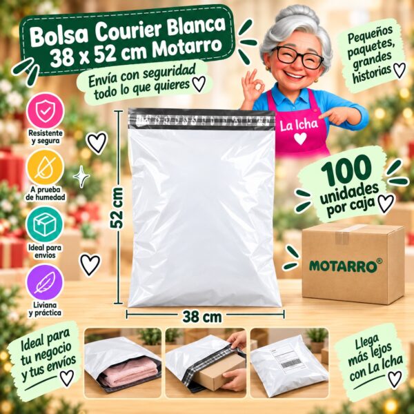 Bolsa Courier Blanca 38 x 52 cm Motarro