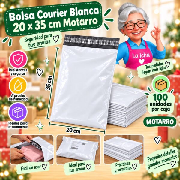 Bolsa Courier Blanca 20 x 35 cm Motarro