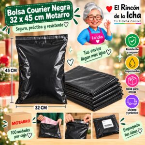 Bolsa Courier Negra 32 x 45 cm Motarro