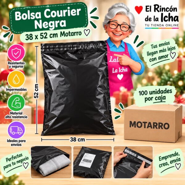 Bolsa Courier Negra 38 x 52 cm Motarro