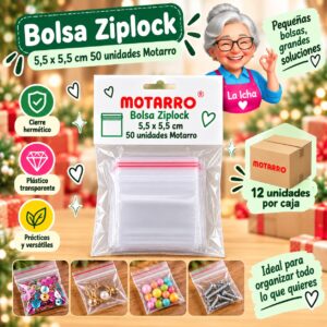 Bolsa Ziplock 5,5 x 5,5 cm 50 unidades Motarro