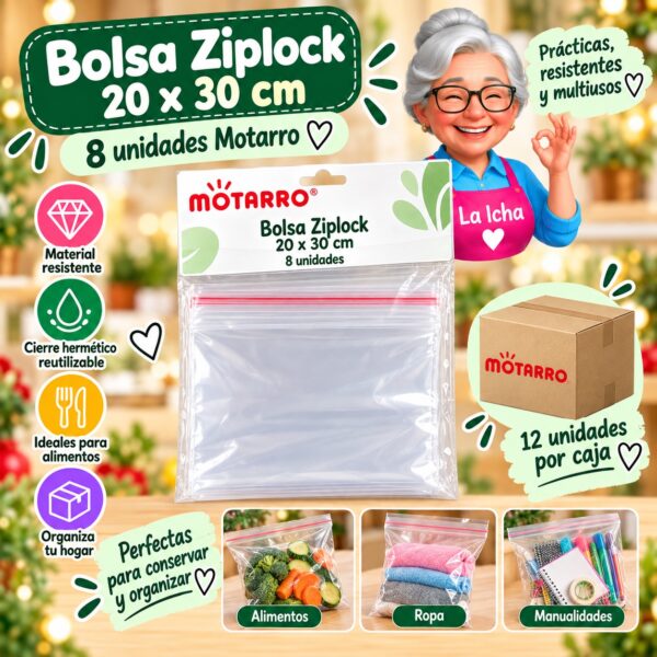 RI-0008543 Bolsa Ziplock 20 x 30 cm 8 unidades Motarro