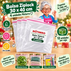 Bolsa Ziplock 30 x 40 cm 4 unidades Motarro