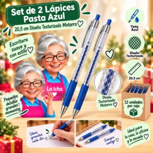RI-0008546 Set de 2 Lápices Pasta Azul 20,5 cm Diseño Texturizado Motarro