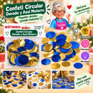 RI-0008556 Confeti Circular Dorado y Azul Motarro