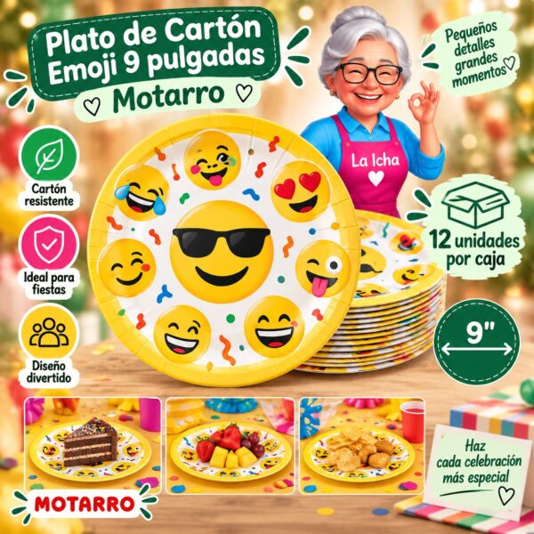 Plato de Cartón Emoji 9 pulgadas Motarro