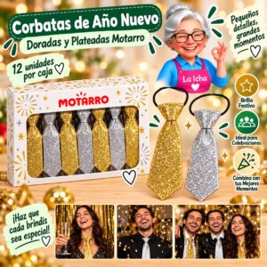 RI-0008564 Corbatas de Año Nuevo Doradas y Plateadas Motarro