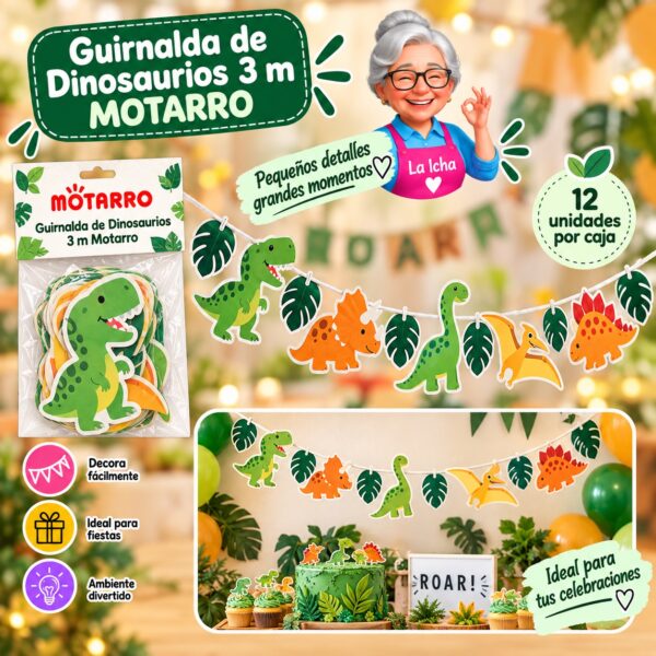 Guirnalda de Dinosaurios 3 m Motarro