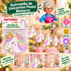 RI-0008569 Guirnalda de Unicornios Pastel Motarro