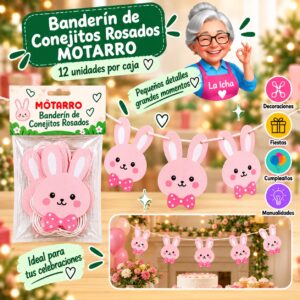 RI-0008572 Banderín de Conejitos Rosados Motarro
