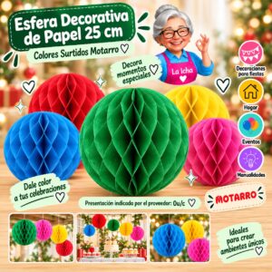 RI-0008574 Esfera Decorativa de Papel 25 cm Colores Surtidos Motarro