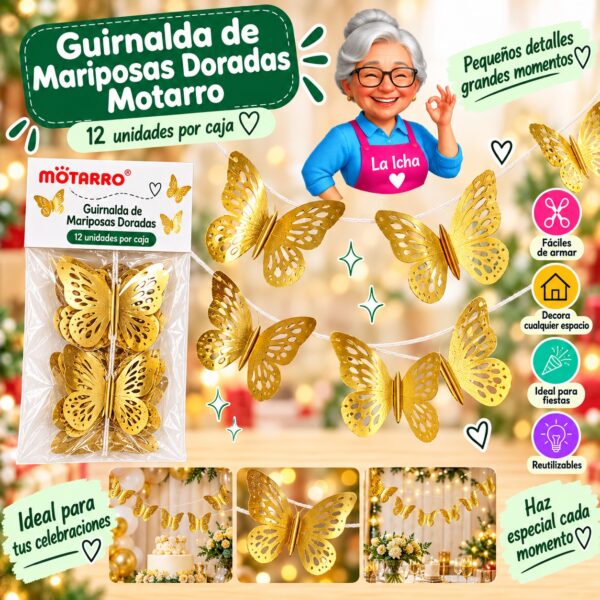 RI-0008577 Guirnalda de Mariposas Doradas Motarro