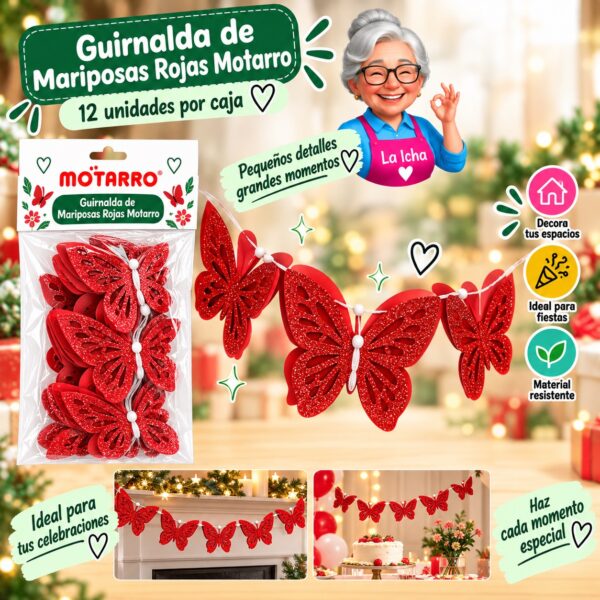 RI-0008578 Guirnalda de Mariposas Rojas Motarro