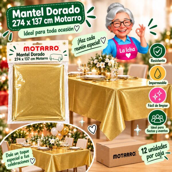 RI-0008582 Mantel Dorado 274 x 137 cm Motarro