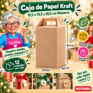 RI-0008591 Caja de Papel Kraft 10,5 x 10,5 x 20,5 cm Motarro
