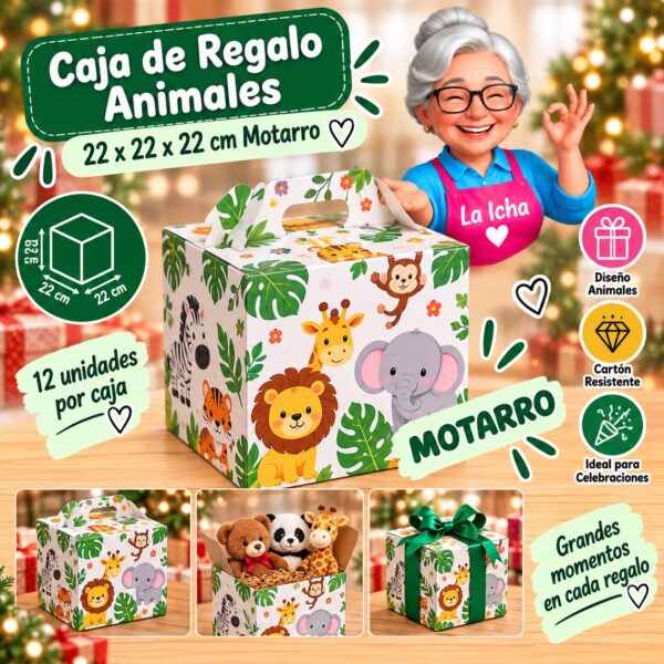 RI-0008593 Caja de Regalo Animales 22 x 22 x 22 cm Motarro