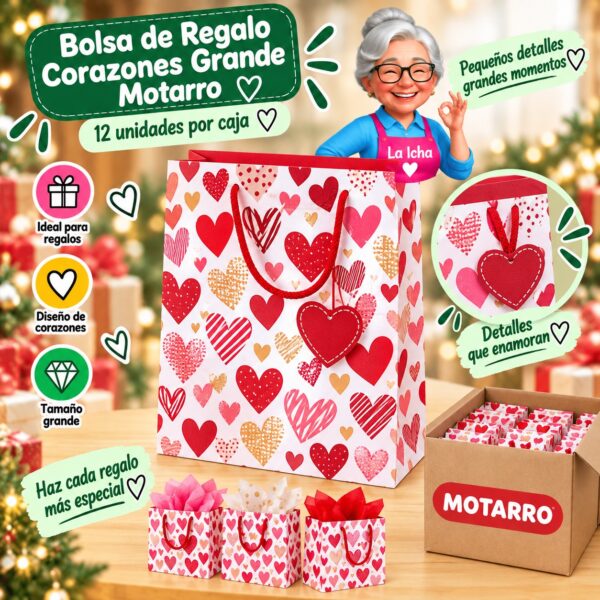 RI-0008595 Bolsa de Regalo Corazones Grande Motarro
