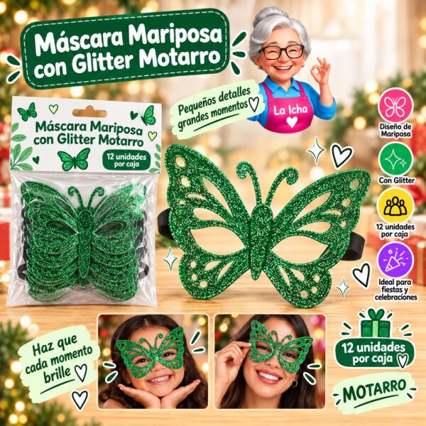 Máscara Mariposa con Glitter Motarro