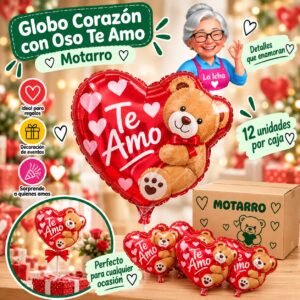 RI-0008602 Globo Corazón con Oso Te Amo Motarro