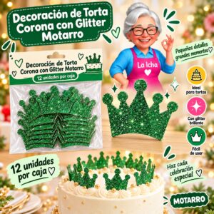RI-0008607 Decoración de Torta Corona con Glitter Motarro