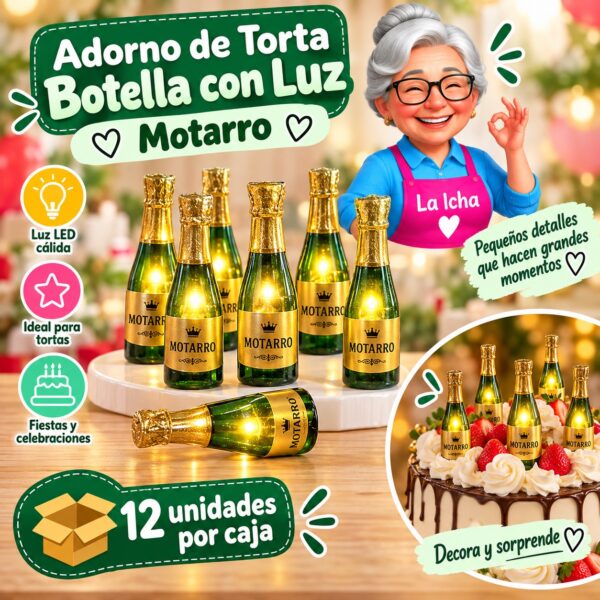 Adorno de Torta Botella con Luz Motarro