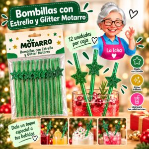 Bombillas con Estrella y Glitter Motarro