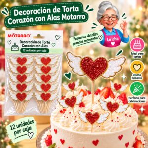 RI-0008611 Decoración de Torta Corazón con Alas Motarro